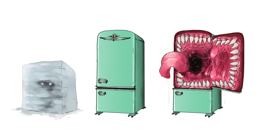 "Frozen Fiend" and Demonic Fridge (Closed/Open)