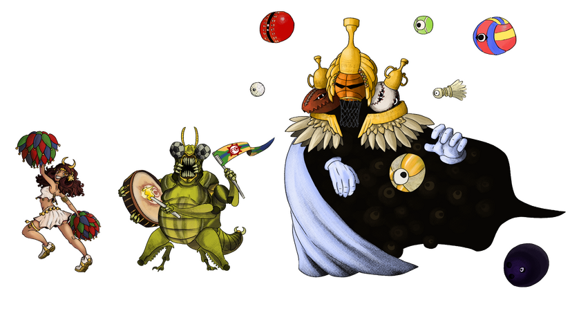 Cheer-Priestess, Locust Hooligan, and "Baal-Ur"