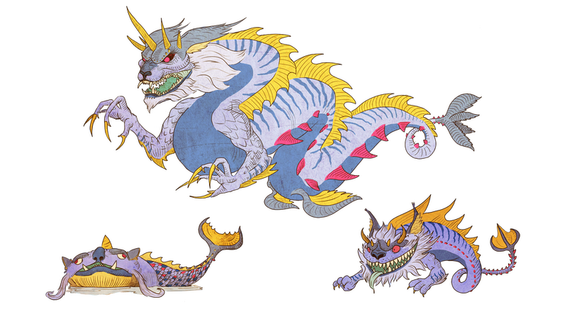 Medieval Sea Monsters - "Catfish", "Tiger Shark", and "Levianther"